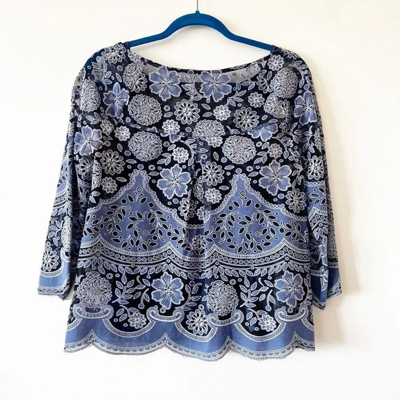 HD in Paris Anthropologie Blue Lace Blouse with Tank Size 4 Dark Ocean Dress Top - Picture 2 of 7